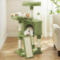 Feandrea Cat Tree, 45.3-Inch Cute Cat Tower, Plush Climbing Condo, Green - color: Grass Green