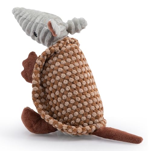 Hollypet Armadillo Squeaky Puppy Dog Toys for Small Medium Dogs, 8" - color: Brown and Bronze, size: 8 IN