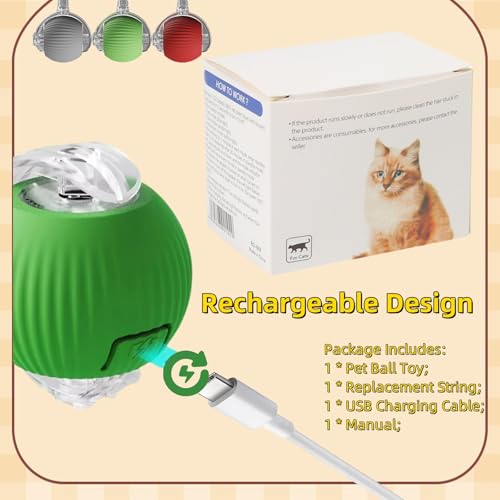 Interactive Dog Cat Toy Ball, Automatic Moving Bouncing Rolling, with Replacement Tail, Pet Smart Chase Ball Rechargeable, Enrichment Toys for Bored Indoor Adult Cats/Dogs - color: Red
