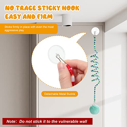 Woanger 4 Pcs Cat Spring Toys Hanging Door Interactive Cat Toys with Bell Long Tail Stretchable Soft Plush Teaser Ball for Kitten Chase Play and Kill Time, Gradient