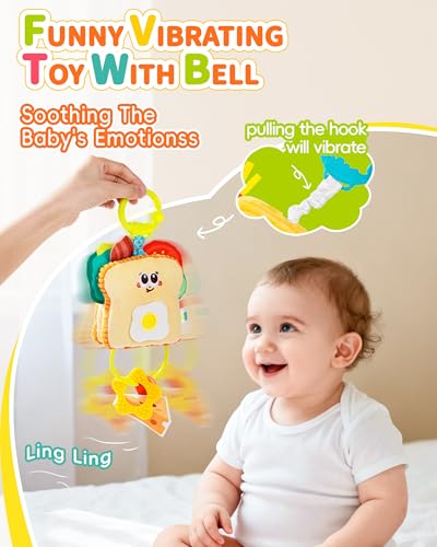 Jollybaby Pull Down Car Seat Stroller Hanging Toy for 0-12 Month Baby Toast - style: Toast