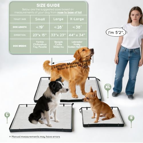 HQ4US 4LEGS Large Portable Dog Pee Pads Holder for Travel, Puppy Pad Holder Foldable Liner Base 44''x34'' Training Pad Holder with Fixing Clips, Dog Litter Box Waterproof, Easy Clean,Indoor Dog Potty - size: XL 44'' x 34'' for Dog＜ 38" Length