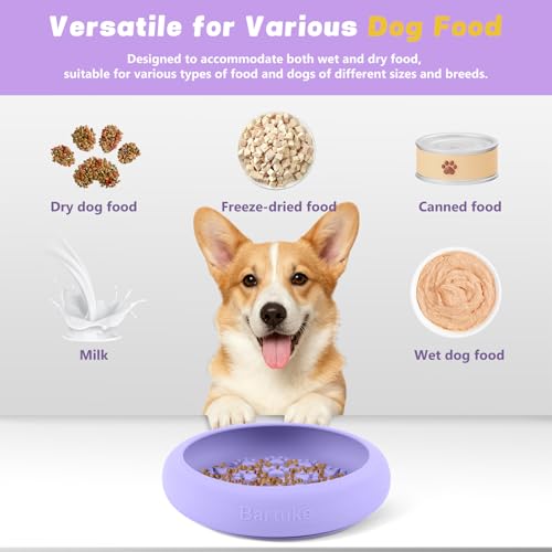 Silicone Dog Lick Bowl, Slow Feeder Dog Bowls with Strong Suction, Purple - color: Purple