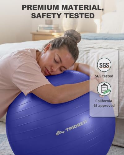 Trideer Yoga Ball for Exercise, Pregnancy, Exercise Ball, Pump Included - color: Indigo, size: L(23-26ines/58-65cm)