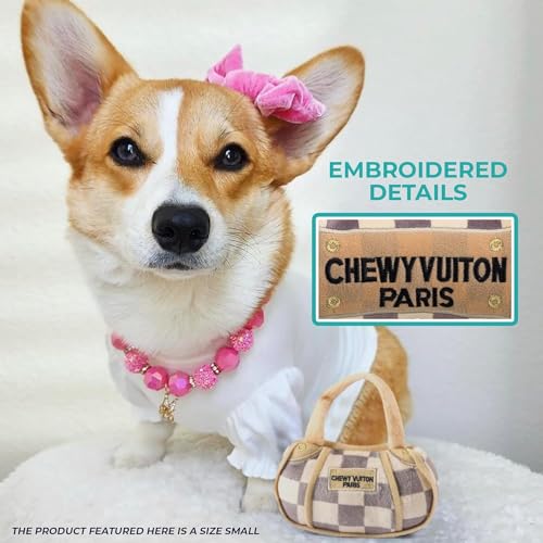 Haute Diggity Dog Chewy Vuiton Handbag Plush Dog Toy, Designer Parody Toy - color: Brown Handbag, size: X-Large