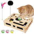 Cat Scratch Puzzle Enrichment Box with 3 Balls & 2 Feather Wands