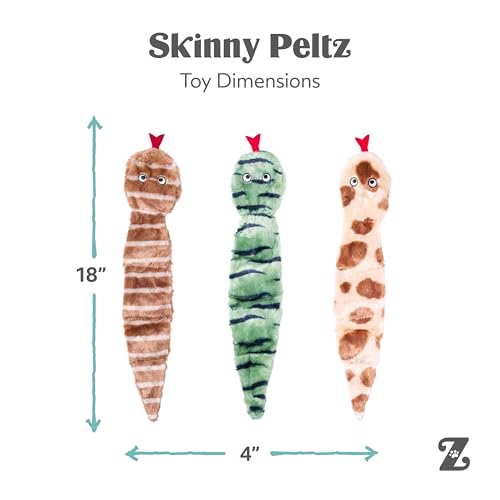 ZippyPaws Skinny Peltz No Stuffing Dog Toy Pack to Keep Them Busy - 18" - style: Desert Snakes - Large (3-pack)