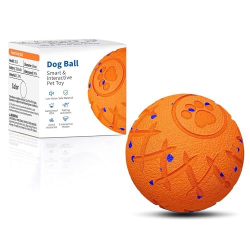 Moving Dog Toy, Interactive, Bouncing and Rotating, Silent Foam Material, IP54 Waterproof Rating, Smart Active Rolling, Stimulation Toys for Medium and to Keep Them Busy - color: Orange