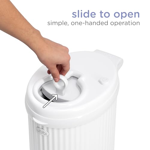 Ubbi Stainless Steel Diaper Pail, No Special Bags, Odor-Locking, Fluted - color: Fluted White