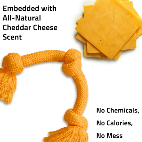 Playology Tug Rope Dog Toys for Large Dogs - Jumbo, Cheedar Cheese Scent - size: Jumbo, style: Cheddar Cheese