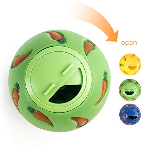 Niteangel Small Animal Treat Ball: Adjustable Treat Dispenser - color: Yellow & Green
