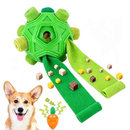 Dog Snuffle Ball,Interactive Puzzle Dog Toys with Strips and Squeaky Carrot - color: All Green