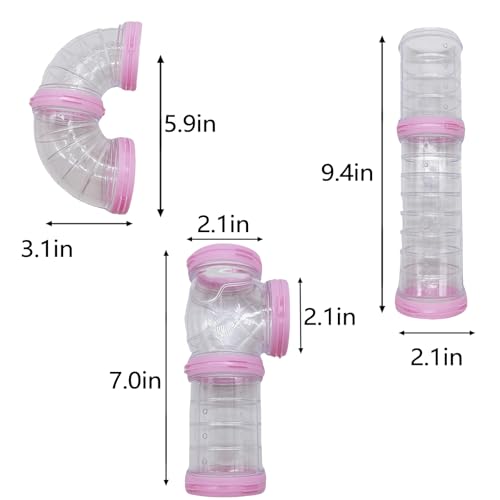 Hamster Tube Toy DIY Transparent Assorted Pipe Playground Tunnel Excercise for Dwarf Mouse Hamster or Other Small Animals - color: Purple