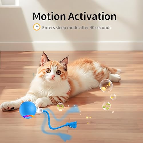 Interactive Cat Ball Toy – Motion Activated, RGB Lighting, 3 Motion Modes-Automatic Cat Ball for Bored Indoor Cats(Blue) - color: Blue