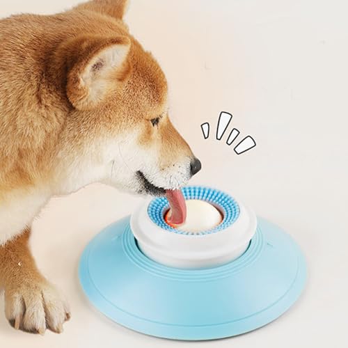 Yosoo Interactive Dog Licking Bowl Enrichment Toy, Suction Cup Base Treat Dispensing Foraging Ball, Teeth Gums Clean Safe Durable Cat Dog Lick Toy, 5.79x2.36in (White) - color: White
