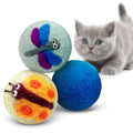 Love Ewe Wool Cat Toys 3 Pack, 2-inch Dragonfly & Butterfly - color: Dragonfly/Butterfly