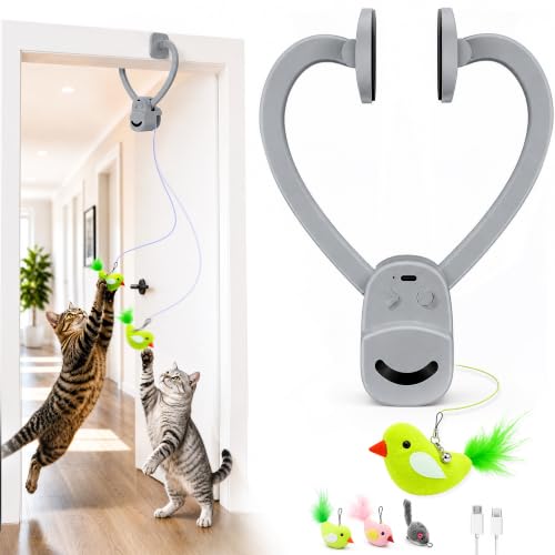 CATPICK Interactive Doorway Cat Toy, No-Adhesive Clip-On for Indoor Cats - color: Grey
