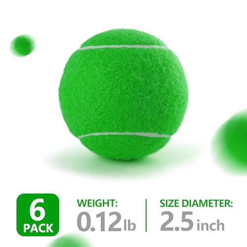 PHOEPET 6-Pack Tennis Balls for Beginner Training Practice- Bulk Dog Balls - color: Green-6 Pack, size: Medium 2.5"- 6 Pack