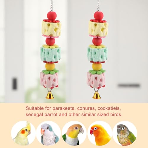Wontee Bird Calcium Chew Grinding Treats Toy for Parrots (Medium-9.8") - size: Medium-9.8"