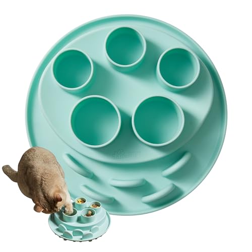 Puzzle Feeder Mat, Slow Feeder for Good Eating Habits, Cat Treat Toys, Interactive Cat Toys, Green