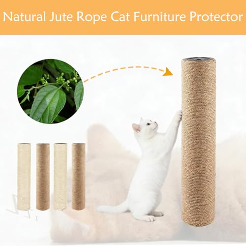 2 Pcs Cat Scratching Post Replacement for Indoor 15.7 x 3.1 Inches Cats Tree Replacement Parts Natural Sisal Cat Scratch Posts Refill Pole Part with M8 Screws Spare Cat Furniture Accessories - color: 【2 Pcs+Brown 】