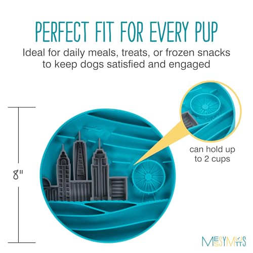 Messy Mutts Round Slow Feeder, 8 Inch, 2 Cup, Blue - color: City Blue, size: 1 Cup
