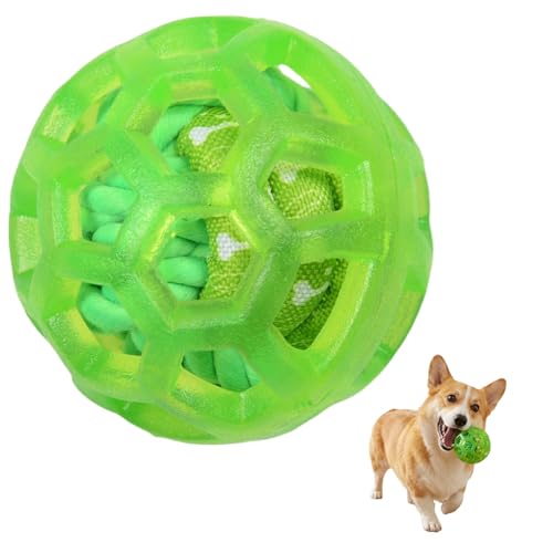 Dog Toy Balls, Dog Ball with Built-in Rope Toys, Dog Chew Toy for Boredom - color: Jungle Vine
