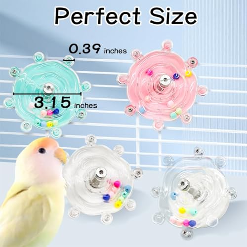 MANON ROSA Bird Toys for Parrots - Spinning Wheel Chew Toy with Rotating Plastic Spinner, Enrichment Puzzle Cage Activity for Parakeets, Conures & Cockatiels - color: 01 Yellow