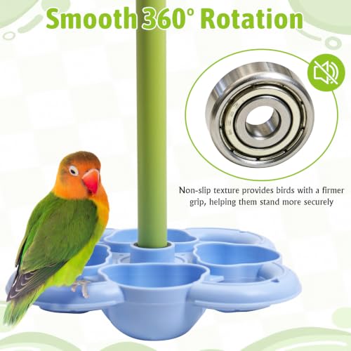 Fhiny Rotating Parrot Perch, Bird Foraging Stand Spinning Toy Blue - color: Blue