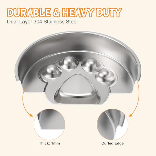 Elevated Dog Bowl Stand, Slow Feeder Dog Bowl, Dog Paw Pattern