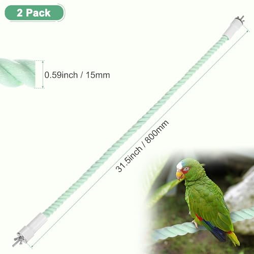 M METERXITY 2-Pack Rope Perches for Bird Cages, 31.5 in Length Comfort Grip Flexible Rope Perch Beak & Paw Grinding for Parrots/Cockatiels/Parakeets, Bird Platform Sand [Cyan] - color: Cyan, size: 31.5 in