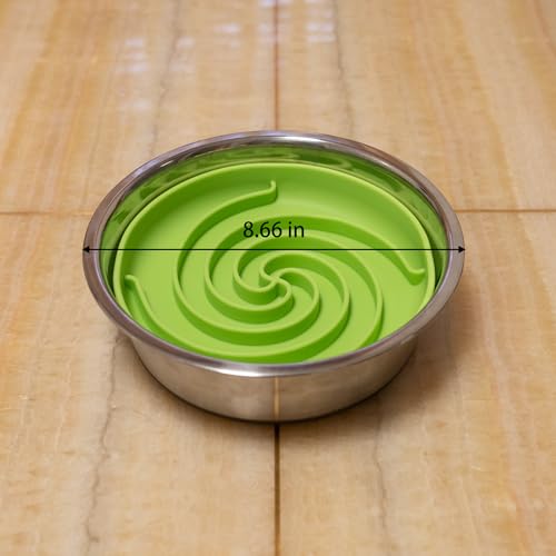 Bifeaw Slow Feeder Dog Bowls, Dishwasher Microwave Safe Silicone Puppy Puzzle Bowl with Non-Slip Design for Eating (Green and Orange) - color: Green and Orange