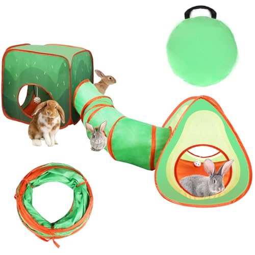 YUEPET Rabbit Tunnel & Cube Tent, Bunny Hideout, Guinea Pig Tunnel, Avocado - color: Avocado