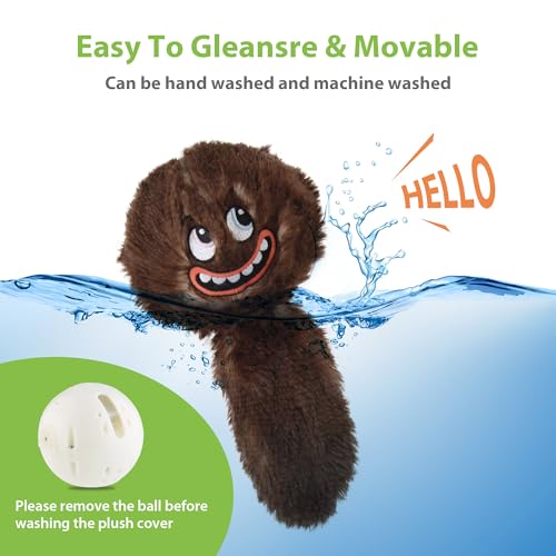PETGEEK Interactive Dog Toys Ball - Rechargeable, Squeaky Plush Crazy Bouncer Dog Ball with Wiggles & Vibrations, Durable Moving Vibrating Toy for Small, Medium, Large Dogs (6 Inches, Brown) - color: brown