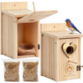 2PC Cedar Bluebird Houses for Outside with Nesting Material