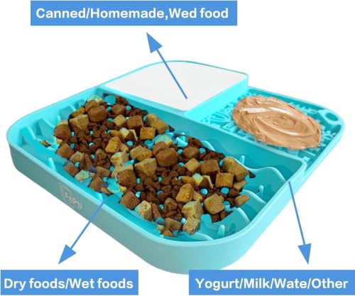 Slow Feeder Lick Mat, Grooming & Bath Time Helper for Dogs - color: Blue