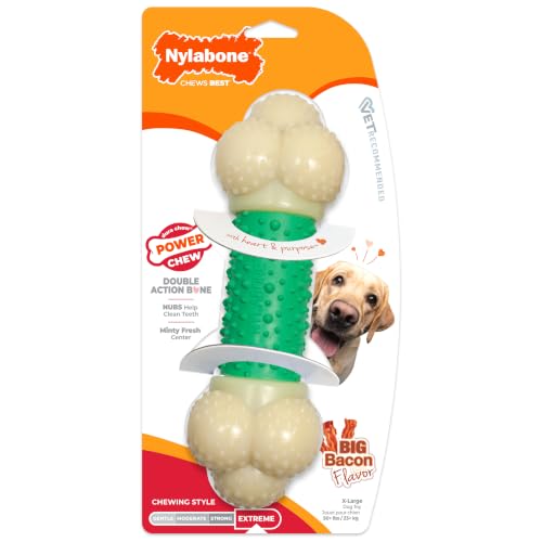 Nylabone Power Chew Double Action Barbell Bone Dog Chew Toy, X-Large - size: X-Large