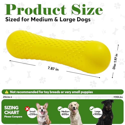 Kimee Natural Rubber Dog Chew Toys Tough Dog Toys for Aggressive Chewers - color: Yellow-Bone