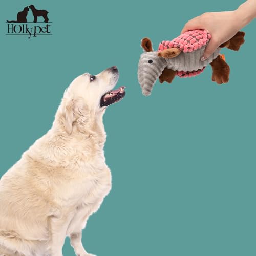 Hollypet Armadillo Squeaky Puppy Dog Toys for Small Medium Dogs, 8" - color: Bright Pink, size: 8 IN