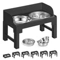 Feandrea Dog Bowls Elevated, Adjustable Height, Tilted Design - color: Ink Black, style: 1 Stainless Slow Bowl + 2 Stainless Basic Bowl