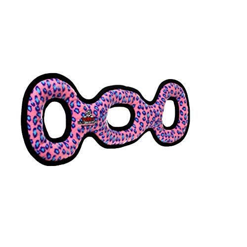TUFFY® 2 Pack Ultimate 3WayTug Ultra Durable Plush Dog Toys - color: 2PK Pink Leopard 3Way Tug