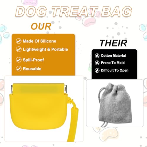 Silicone Dog Treat Pouch, Auto Closure, Pocket Size, Portable Walking Bag for Dog and Cat 4x3 Inch (Blue/Pink, 2Pcs), Intended for Pet Travel/Training/Walking - color: Blue/Pink