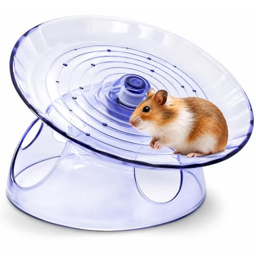 Hamster Wheel, 7 Inch Silent Exercise Running Wheel with Escape Holes, Quiet Spinner Toy for Guinea Pigs, Sugar Gliders, Gerbils (Blue)