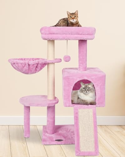 Cute Cat Tree Kitten Cat Tower Condo Furniture Scratching Posts Hammock - color: Pink