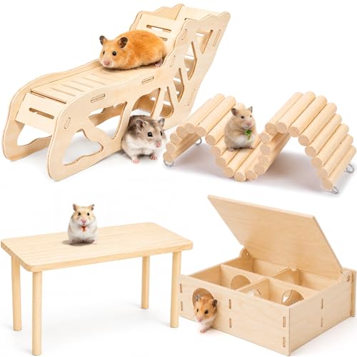 BreezeHug 4 Pcs Hamster Cage Accessories Hamster Platform Toy, Enclosure - style: Enclosure