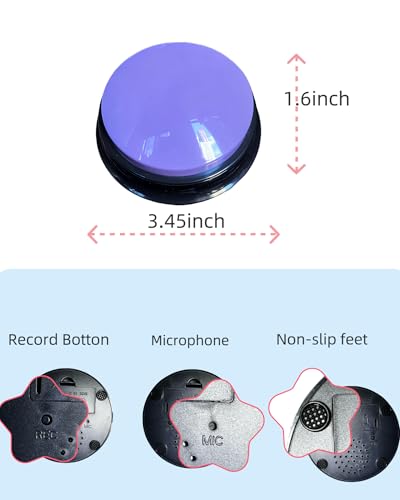 Dog Talk Buttons Voice Recording Button for Communication and Pet Training 30-Second Record & Playback Talking Button for Study, Office, Family, and Kids (Purple, one) - color: purple