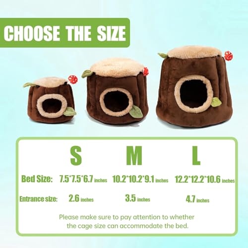 Guinea Pig Hideout Hamster Cage Accessories,Stump Style Soft Washable Hedgehog,Ferret,Rat Hammock for Cage,Chinchilla,Ferret, Bunny Bed,Small Animal Houses & Habitats(M) - size: Medium