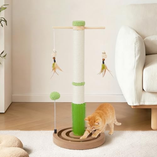 Cat Scratching Post, 26" Tall Scratch Post with Hanging Toy for Kittens - size: 26 Inch Tall