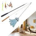 Octopus Cat Wand Toy Blue, Interactive Cat Toy Kit: Fun Wand Toy with Retractable Wand & 3 Feather Refills, Cat Feather Toy for Play Chase Exercise
