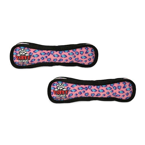 TUFFY® 2 Pack Ultimate Bone Ultra Durable Plush Dog Toy - color: 2PK Pink Leopard Bone